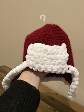 Knit Trapper Style Santa Hat Christmas Holiday Baby Infant 0-12 Months