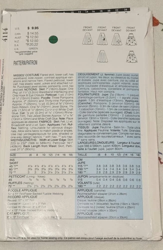 Butterick 4114 1950’s Poodle Skirt Womens 6 - 12 Uncut - Picture 2 of 2