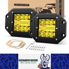 2 x Flush Mount Yellow LED Light Bar 36W 127x91mm Flood Spot Combo LED WorkLight