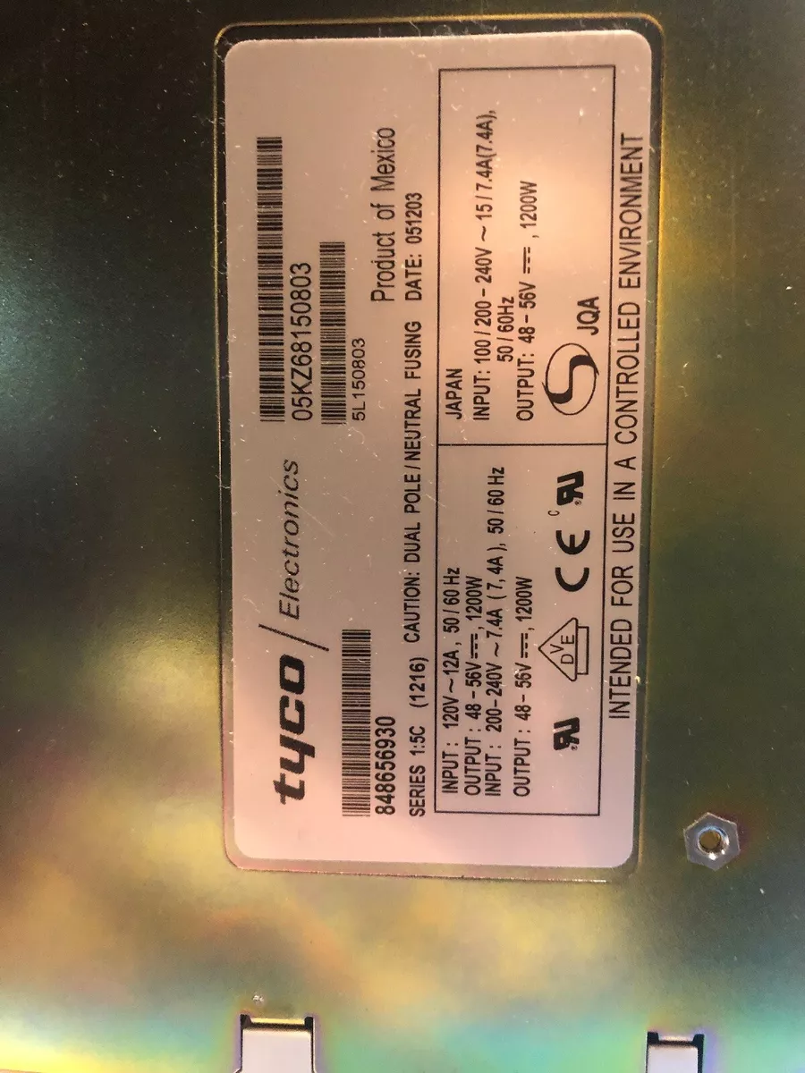 Tyco 848656930, Series 1:5C Np 1200, TELECOM OSP 48V 1200W 