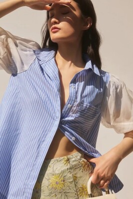 Pernille Rosenkilde Anthropologie Menswear Buttondown Shirt Blouse Top M 274407