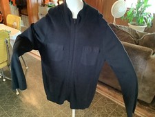 ALFANI Men's Cotton Knit Black Full Zip Long CARDIGAN SWEATER Elbow Pads XL