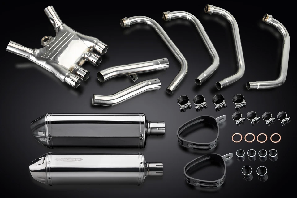 Silenciadores de acero inoxidable TriOval Yamaha FJ1100 1984-1985 Delkevic escape completo 4-2 13" Foto 3 de 4