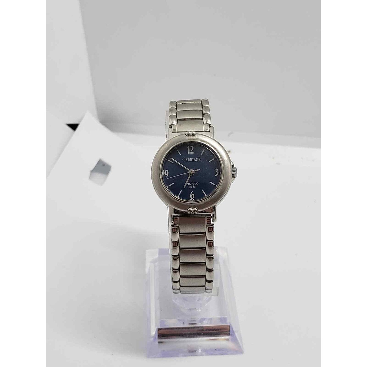 Women\'s Carriage by Timex watch. Indiglo. Dark blue face. Silver band. Carriage by Timex women main image 4