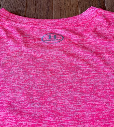 Under Armour Women's Neon Pink Athletic Short-Sleeve Logo T-Shirt, Size Small - Picture 3 of 3