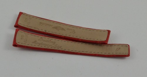 Breitling Bracelet en Cuir 16MM Pour Fermoir Dépliant 14MM Neuf non Porté Rouge - 第 2/2 張圖片