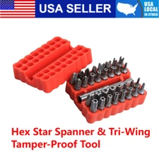 33Pcs Security Bit Set - Hex Star Spanner & Tri-Wing Tamper-Proof Tool