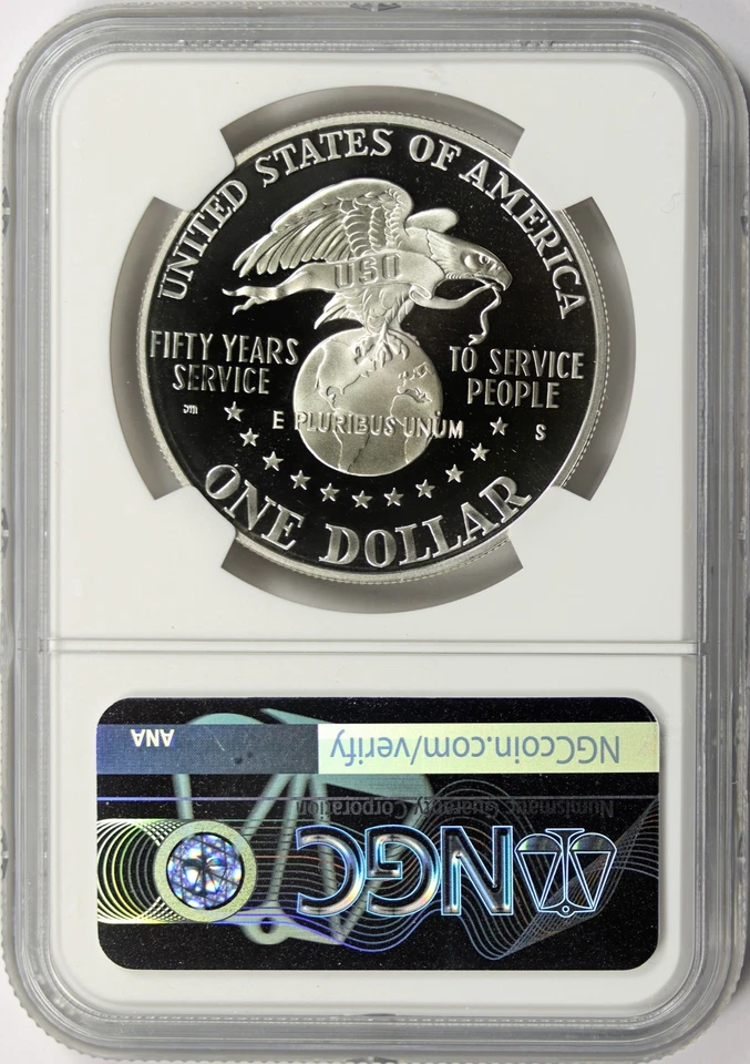 1991-S USO Anniversary $1 Silver Dollar NGC PF69 Ultra Cameo - Image 2 of 2