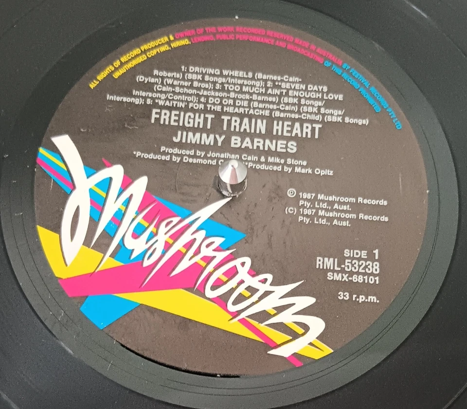 Jimmy Barnes ‎– Freight Train Heart – 1987 LP disco y portada en muy buen estado+ Foto 3 de 4