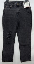  NWT Stitch Star Size 12 Womens Distressed High Rise Slim Straight Black Jean
