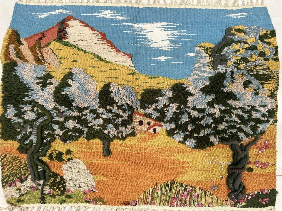 Tapiz escandinavo vintage colgante de pared lana Kilim tapiz 89 x 65 cm Foto 2 de 4