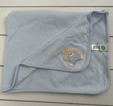 LITTLE ME Blue Baby Security Blanket Lovey Teddy Bear Cotton