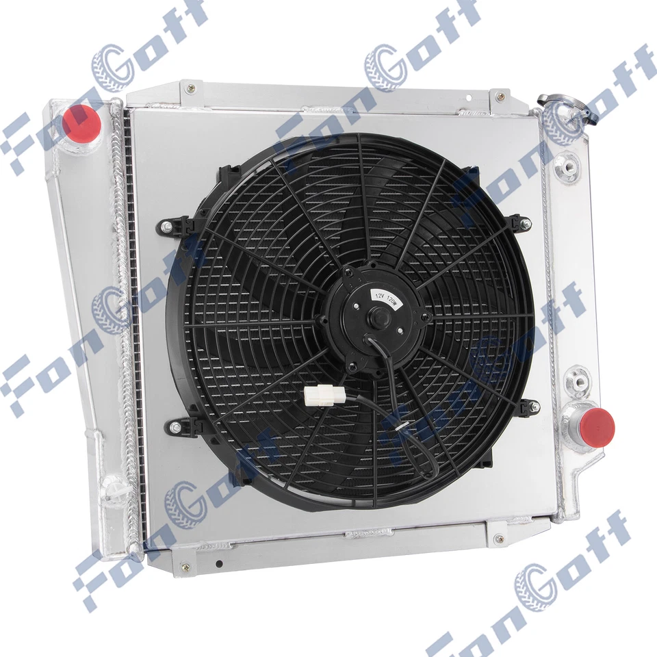 4 Row Aluminum Radiator Shroud Fan For 1966-1977 1969 Ford Early Bronco 5.0L V8 Foto 3 de 4