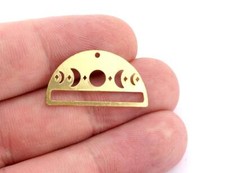Semi circle moon crescent Charms Pendant Raw Brass, 28x15mm 0.6 mm 1 hole 4932