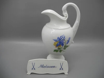 Meissen Kännchen Krug Blumenmuster Rote Rose florale Schwanenhals 2. Wahl - Bild 1 von 4