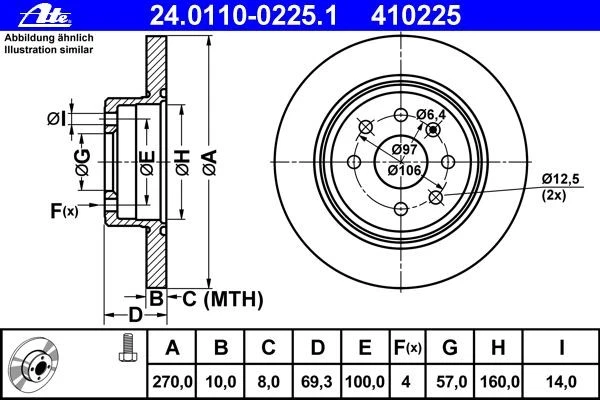 ATE Discos Freno 270mm + Pastillas Traseras para Opel Vectra B Limo + Caravan + - Imagen 2 de 4
