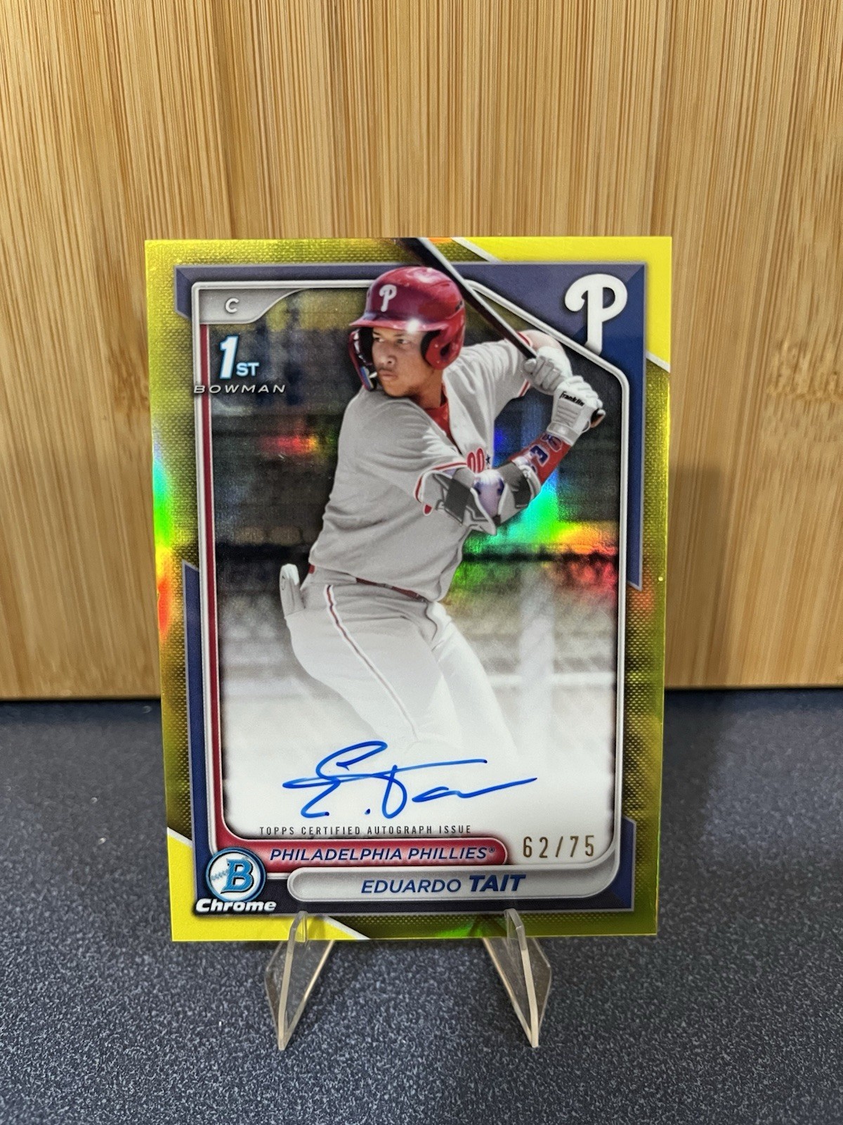 2024 Bowman Chrome Prospect Eduardo Tait 1st Auto Yellow Refractor /75 #CPA-ET