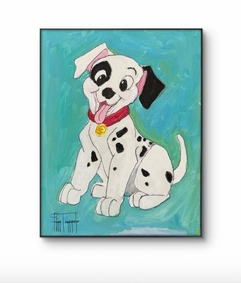   Dalmatian Pup   Disney Style Art Painting Acrylic Art Signed Famous Disney