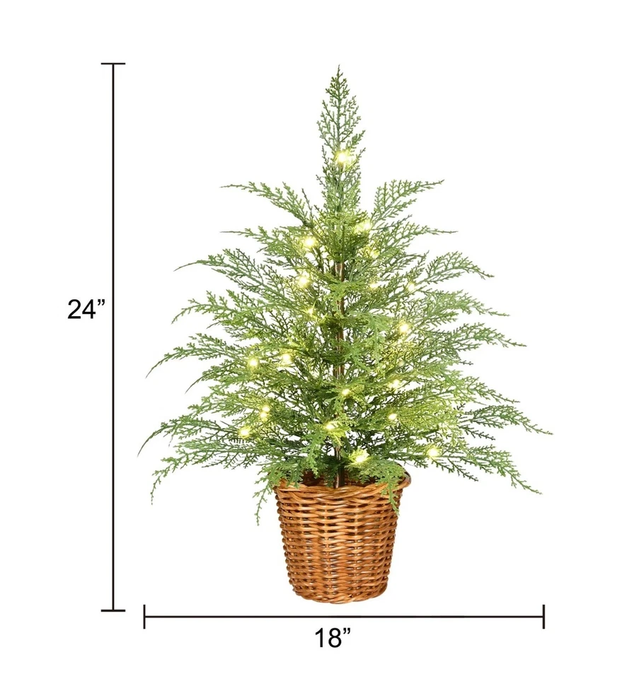 My Texas House 2FT Pre-Lit Cypress Pot Artificial Christmas Tree 2 Foot NEW - Image 3 of 4