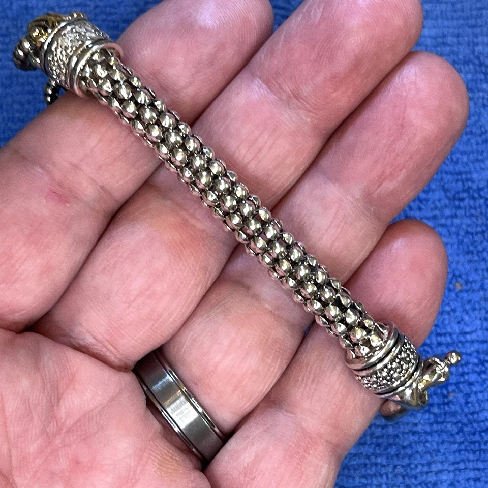PULSERA DE CADENA CON CUENTAS .925 Y 14K PATRIMONIAL - 23 DIAMANTES - .28TCW - 8,5 PULGADAS - 38,14 GRAMOS Foto 2 de 4