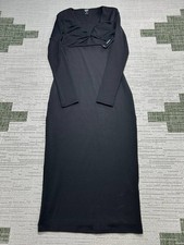 Express Dress Womens Xs Black Blouson Bodycon Midi New *