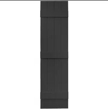 14 in. x 59 in. Vinyl Joined Board and Batten Shutters Pair in 002 Black Pair