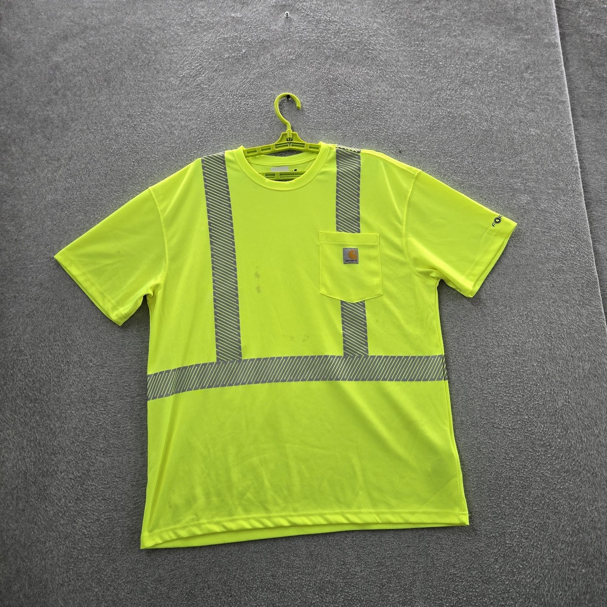 Carhartt Men Shirt L Neon Yellow TK0495 High Visibility Work Shirt