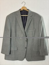 Hart Schaffner Marx Mens 48R Gray Two Button 100 Wool-Laine Sports Coat Blazer