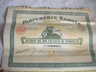 Vintage share certificate Stocks bonds actions Parfumerie Ramses 1919 Pyramids