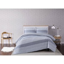Twin XL 2pc Multi Stripe Quilt Set Gray - Truly Soft