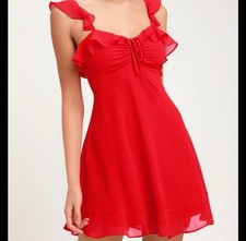 Lulus At the Fairgrounds Red Ruffled Mini Dress