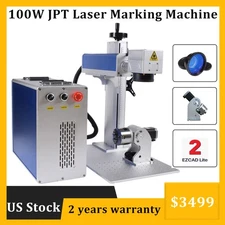 JPT 100W Mopa Fiber Laser Marking Machine Laser Engraver Rotary Axis Ezcad US