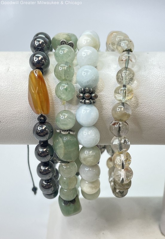Mixed Natural Stone Stretch & String Bracelets 78.2g