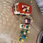 Vintage Fisher-Price 11 Little People W/Bus +  1 Dog + 1 Car