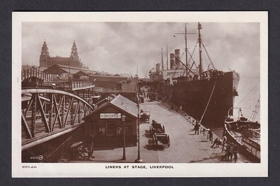 Lancashire LIVERPOOL Liner at Stage c1900/10s RPPC Real Foto Postkarte
