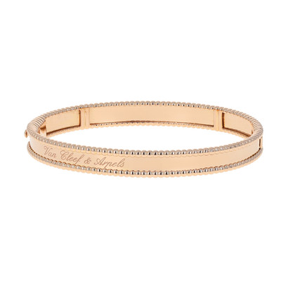 Van Cleef & Arpels Perlée 18k Rose Gold Large Bangle Bracelet