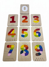 Montessori Number Puzzle 0-9, Wooden Counting Toy, Preschool Numeracy