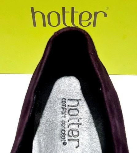 Hotter Donna Shoes Size 6 UK Boxed Dark Plum Purple Suede Court Kitten Heels - Picture 7 of 8