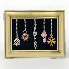 Christmas Ornaments Vintage Costume Jewelry Framed Assemblage Art Picture 9”x 7”