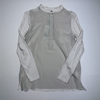 $195 New MAX MARA Women's Size Medium M Casual Beige Stretch Button Neck Sweater