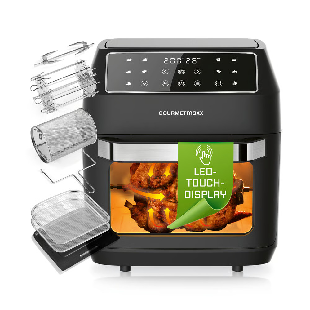 GOURMETmaxx Forno Aria Calda 12L Friggitrice Forno Essiccatore Pollo Girevole Grill foto 2