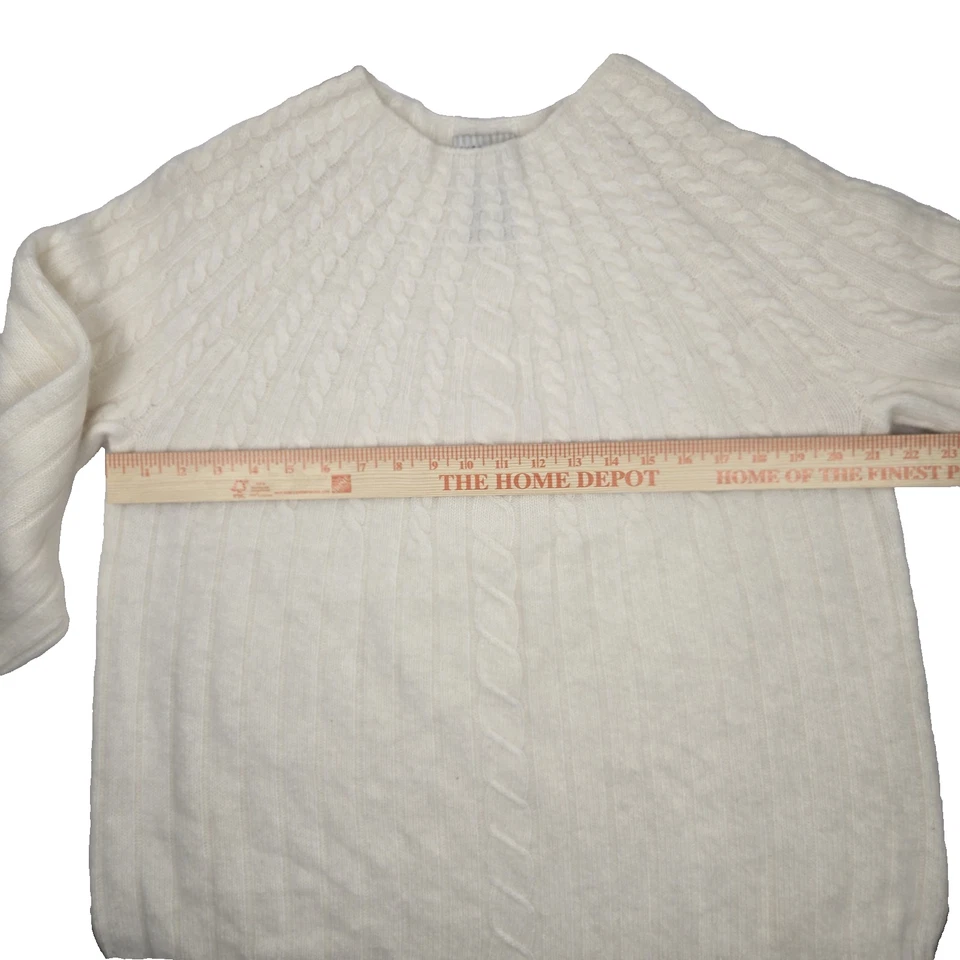 Suéter Pullover Tejido con Cable Lana de Cordero Angora XL Ciervo Blanco Para Mujer Crema-SUAVE Foto 4 de 4