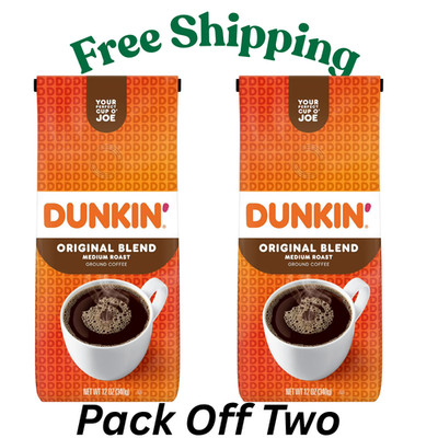 (Pack Of 2) Dunkin  Original Blend Ground Coffee, Medium Roast, 12 Oz Bag