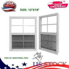 12" x 18" Shed Windows with Tempered Glass and Fiberglass Screen, 2 Pack Smalls