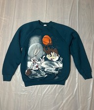 VINTAGE 90S LOONEY TUNES SPACE JAM BUGS BUNNY TAZ DEVIL CREWNECK SIZE M USED 