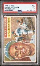 1956 Topps # 30 JACKIE ROBINSON - PSA 1 - WHITE BACK HOF BROOKLYN DODGERS