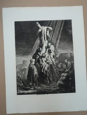 Antique Master Print-DESCENT-FROM-CROSS-HELIOGRAVURE-Charreyre-Rembrandt-1883