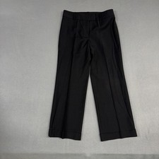Talbots Dress Pants Womens 10P Black Straight Cuffed Flat Front Lined Wool Nylon