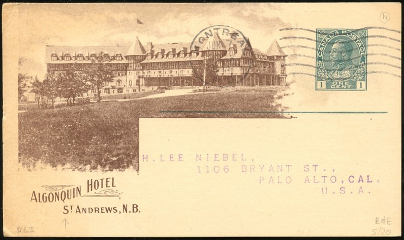 CANADA RWY VIEW PSC ALGONQUIN HOTEL JUN 1920 CPR A65