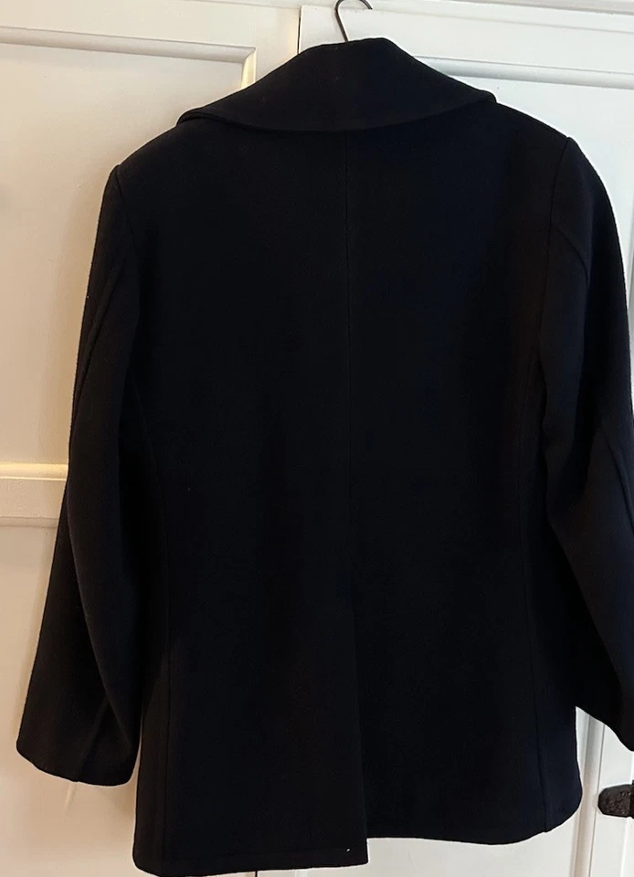 Brooks Brothers Pea Coat Mens Medium Navy Blue Wool Flannel Quilt Line Button 38 - Image 4 of 4